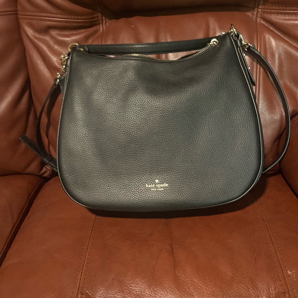 Kate Spade Black Pebbled Leather Hobo Bag